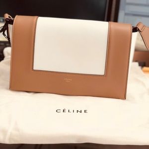 Celine frame shoulder Bag white and caramel